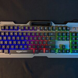 Amazon Basics USB Gaming Keyboard, RGB Backlit, 12 Multimedia Keys, Anti-Ghostin
